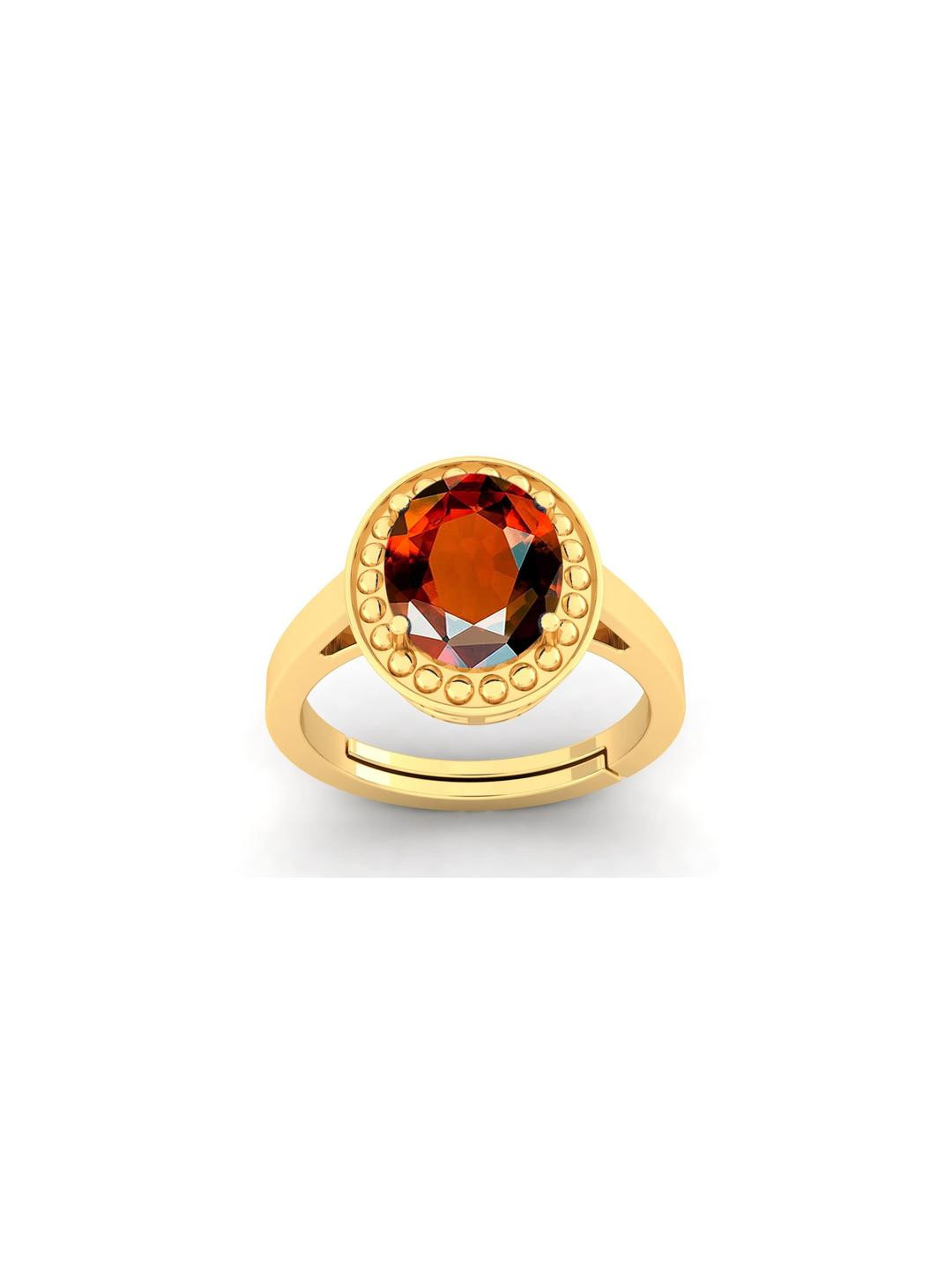 Pranjal Gems Unisex Ratti Gomed/Hessonite Original Stone Finger Ring