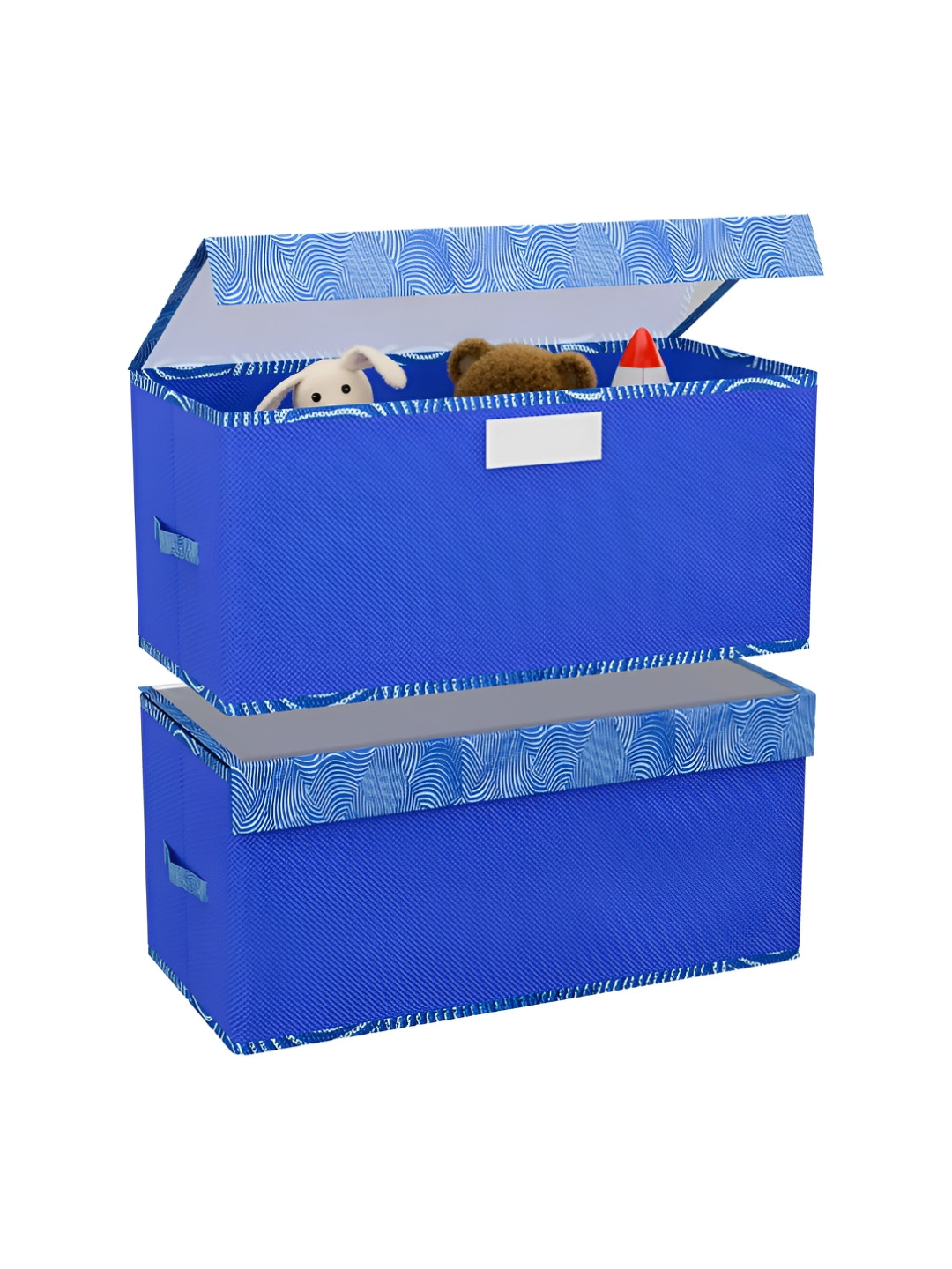 Aura Set of 2 Blue Storage Box with Transparent Lid Foldable Dress Closet Organiser