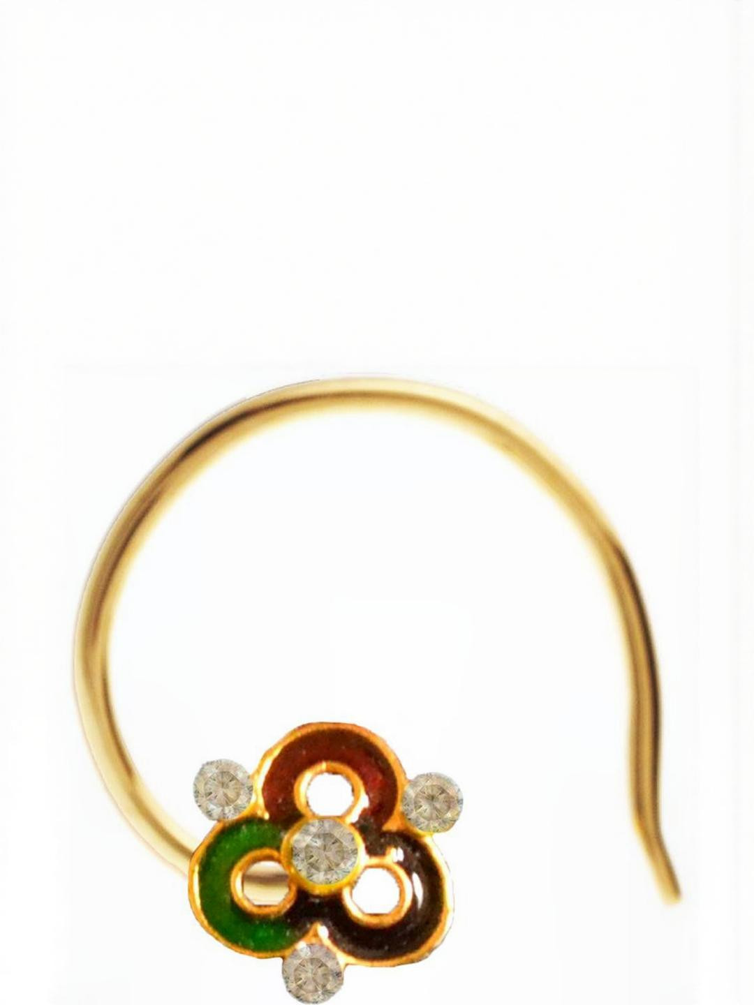 SHREEVARAM Cubic Zirconia Gold-Plated Brass Nose Ring