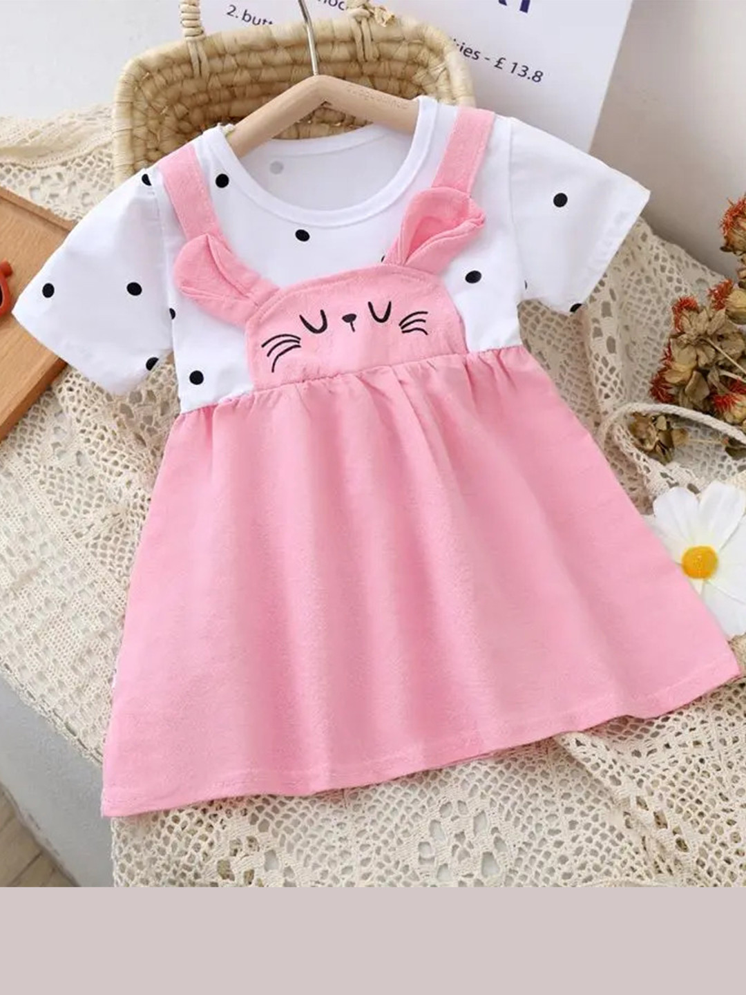 Bold N Elegant Polka Dot Cartoon Pinafore Dress