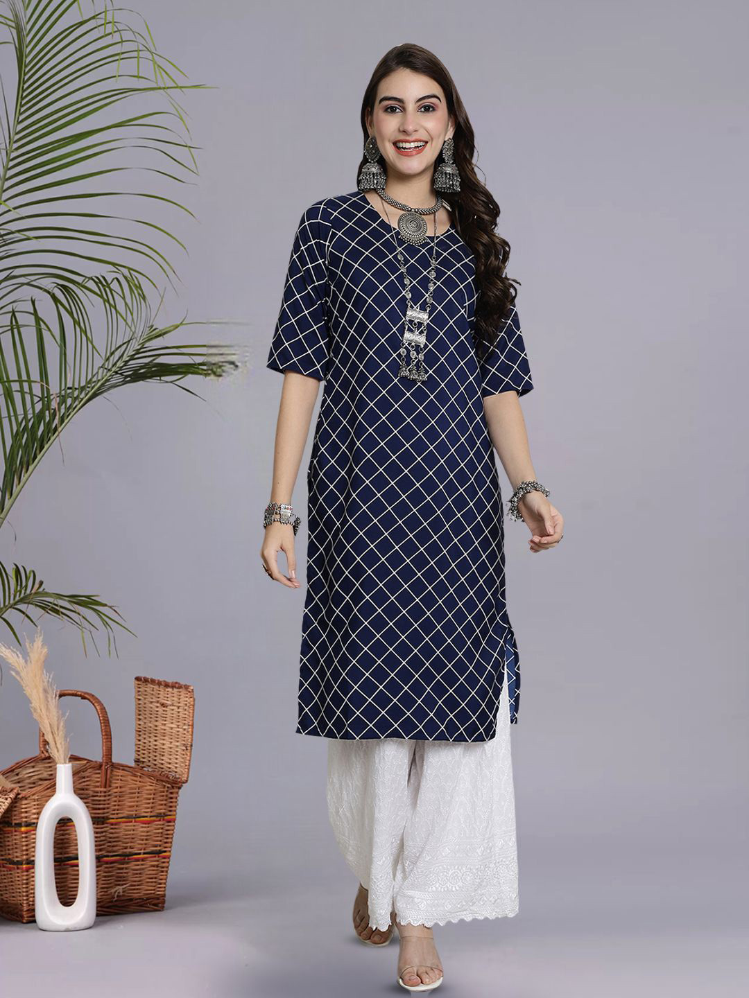 HERE&NOW Gemeric Printed Straight Kurta