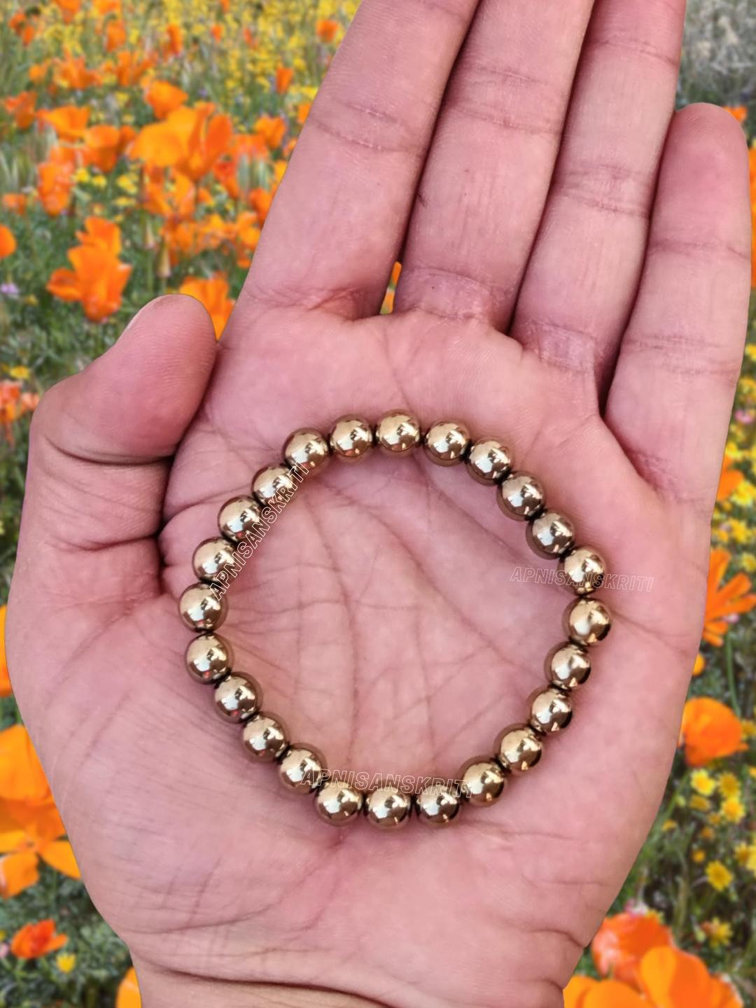 Apnisanskriti Unisex Golden Pyrite Stone Bracelet
