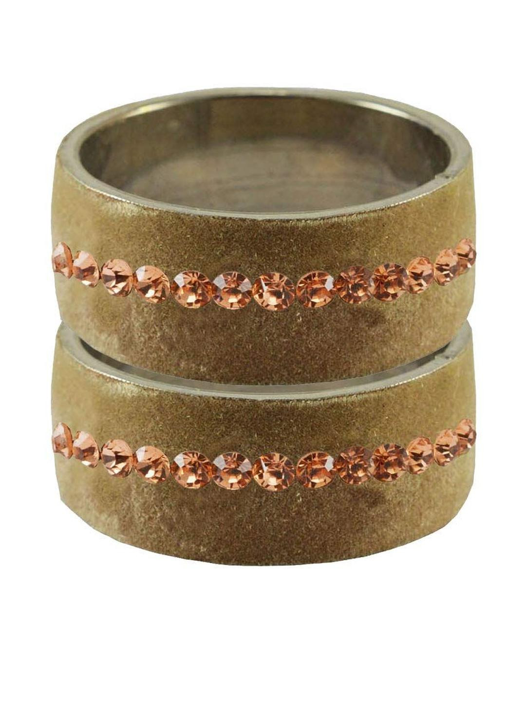 Vidhya Kangan Light Brown Stone Stud Brass Bangle