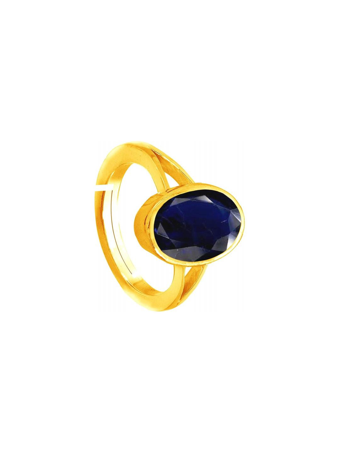 Sidharth Gems 10.25 ratti to 9.00 KT Blue Sapphire Gold Plated Brass Ring