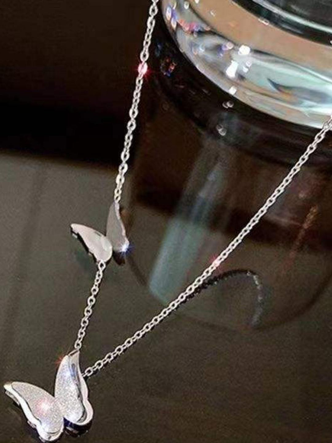 CARIA Silver Plated Butterfly Necklace Pendant