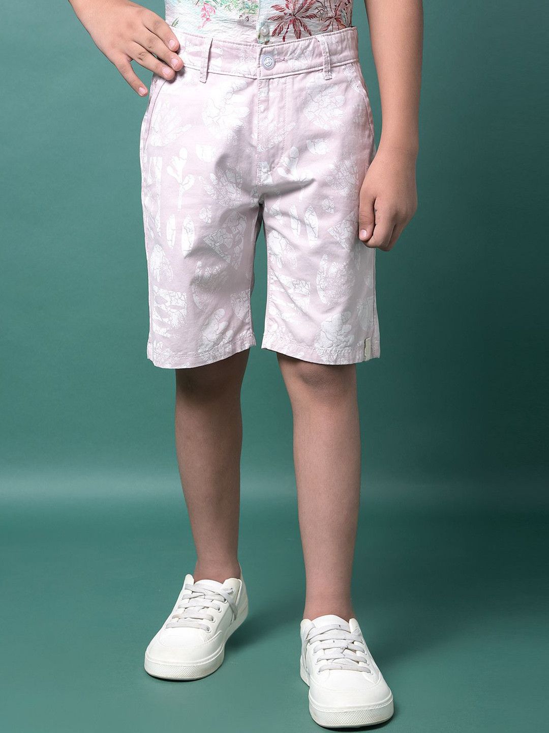 Crimsoune Club Boy Printed Mid-Rise Slim Fit Cotton Shorts
