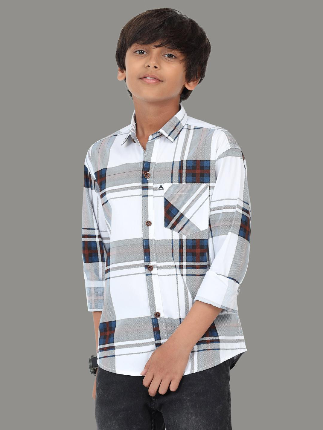 AIDAN PAUL Boys Comfort Tartan Checked Casual Shirt