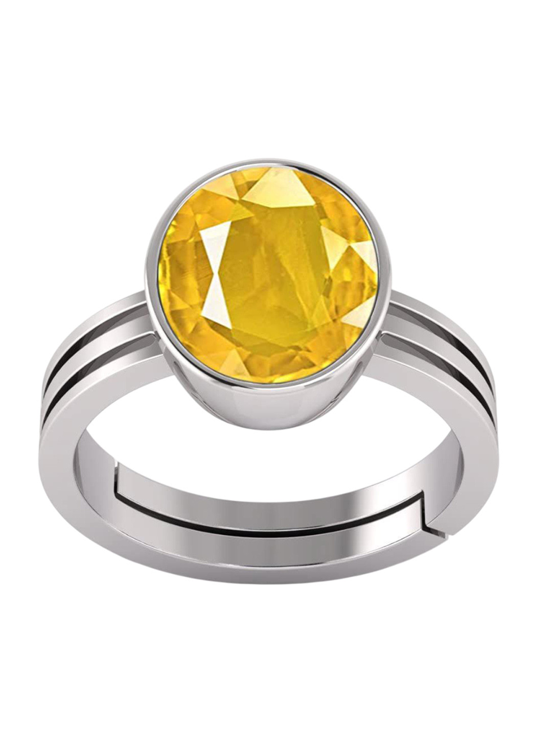 RSPR 14.25 Ratti 13.60 Carat Natural Sapphire Pukhraj Gemstone Studded Adjustable Ring