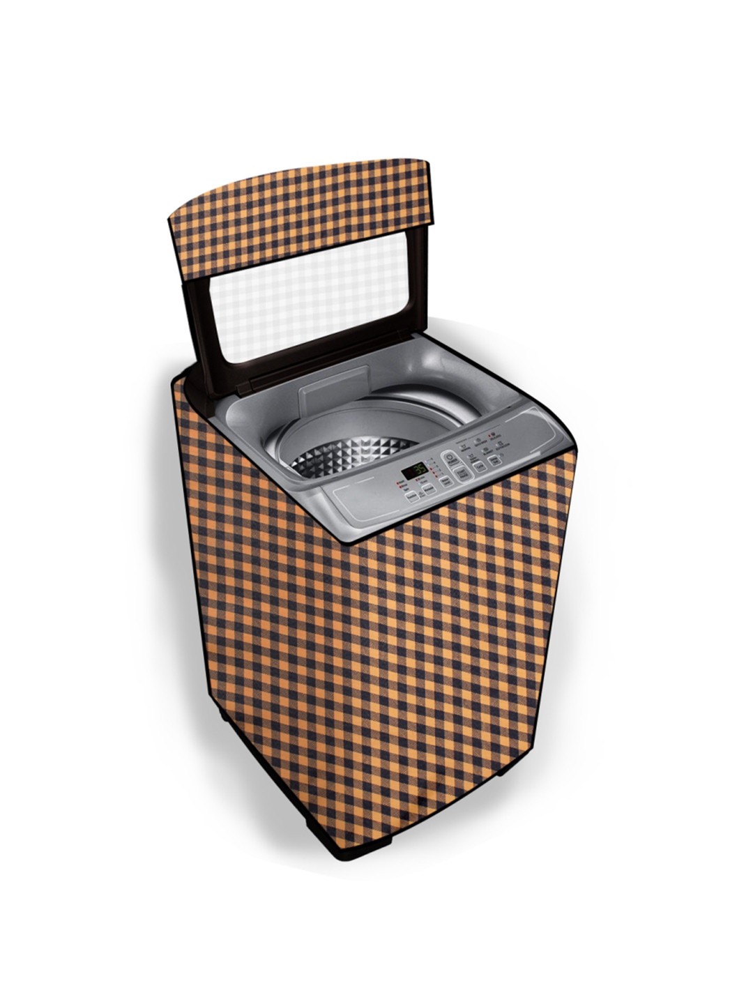 Stylista Yellow Gingham Checked Waterproof & Dustproof PVC Washing Machine Cover