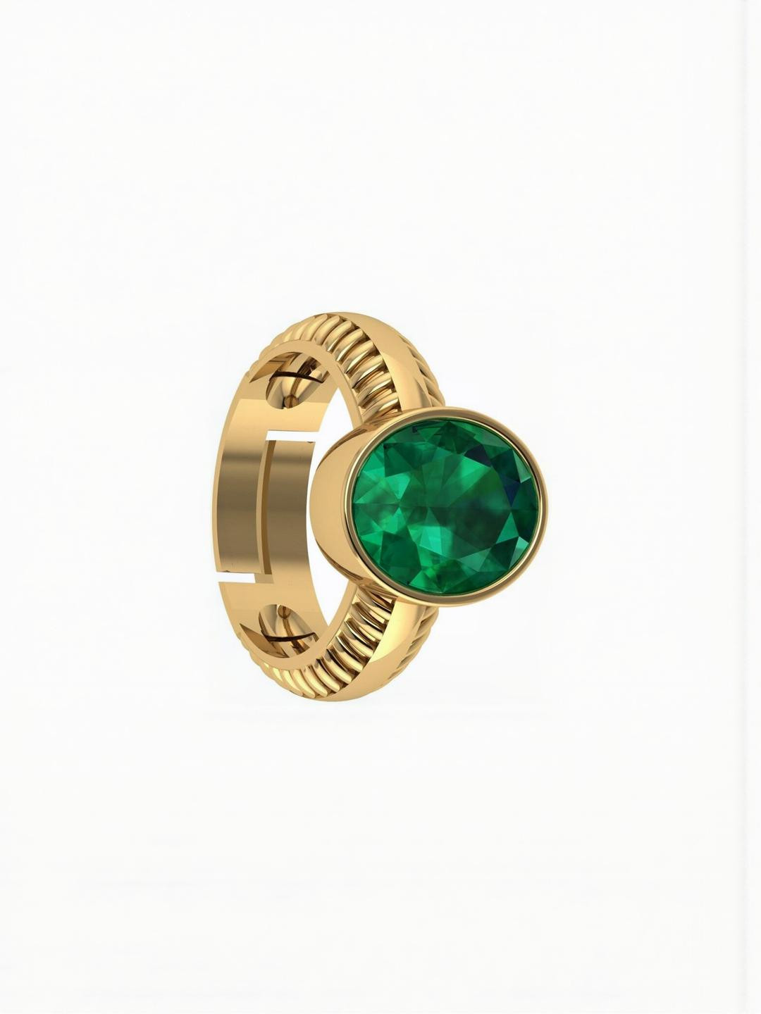 Sidharth Gems jemskart Emerald Gold Plated Brass Ring