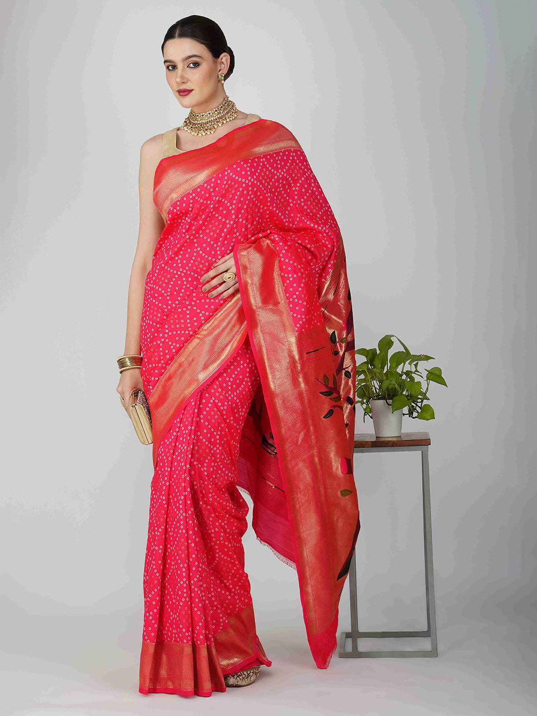 Zal from Benaras Bandhani Zari Banarasi Saree