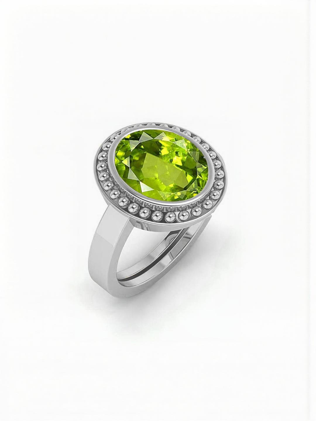 Sidharth Gems 7.25 Ratti 6.00 KT Adjustable Green Peridot Ring
