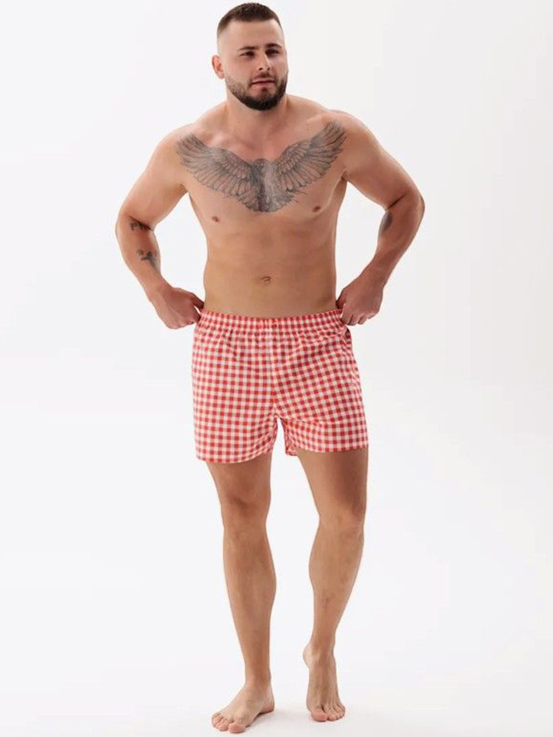 Bella Babe by SK Men Pure Cotton Red Checked  Boxers