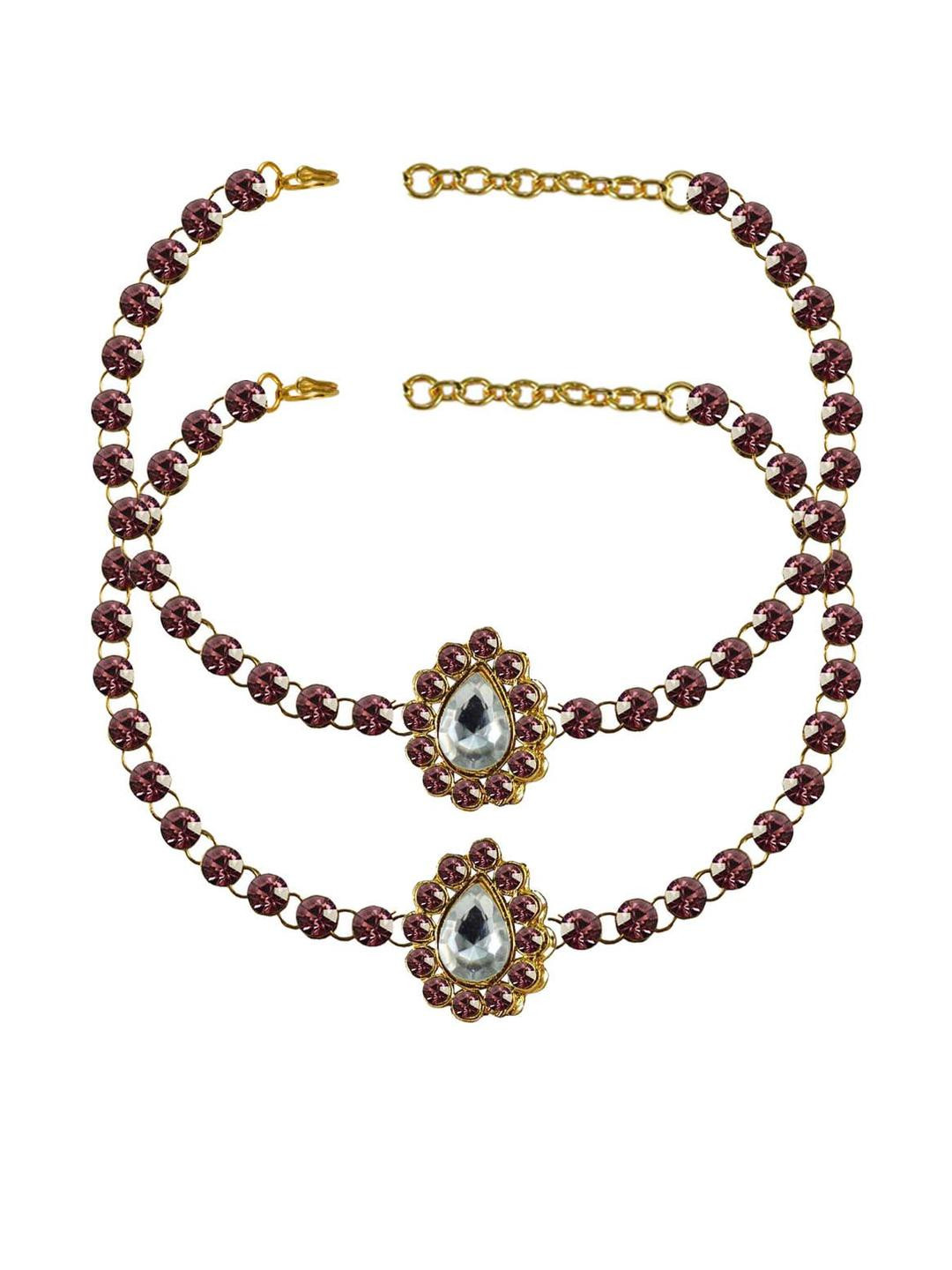 Vidhya Kangan Jamani Stone Stud-Gold Plated Brass Anklet