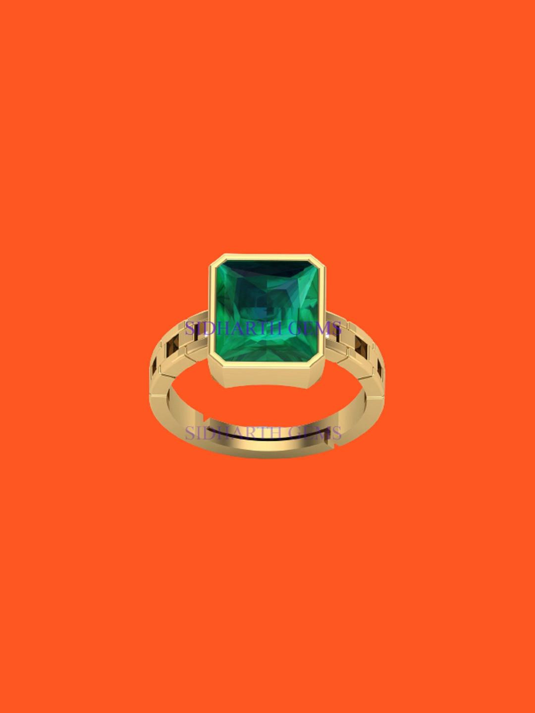 Sidharth Gems 10.25 Ratti 9.55 KT Emerald Panna Panchdhatu Rashi Ratan Gold Plated Ring