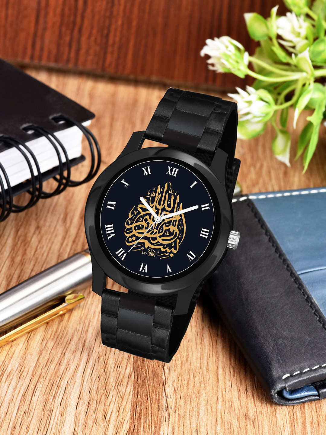 CSAMON Men Printed Skeleton Dial & Straps Analogue Watch KT Islamic ROM02 BLK CD_SH