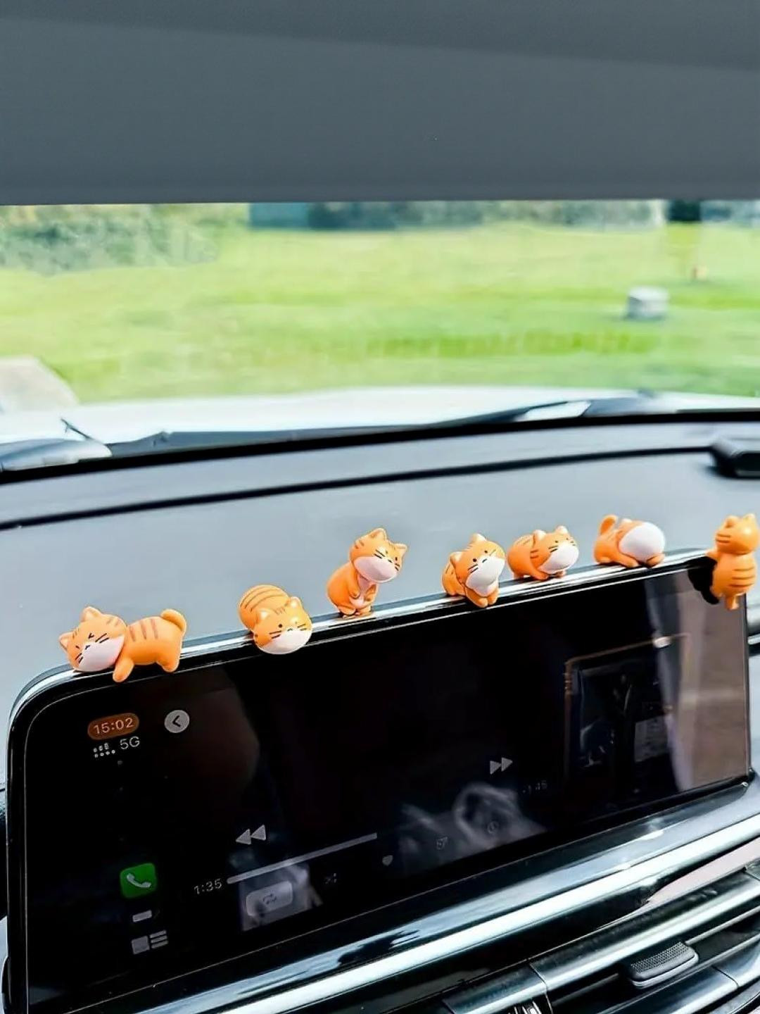 ANTIQ CREATION Cute Mini Cats Orange Polyresin Natural Living Room 8 Piece Tiny Showpieces -