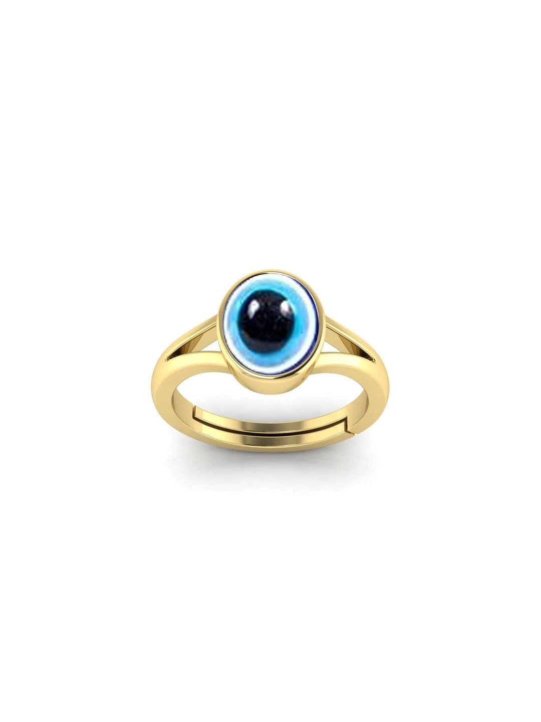 Pranjal Gems Unisex Blue Evil Eye Protection Finger Ring