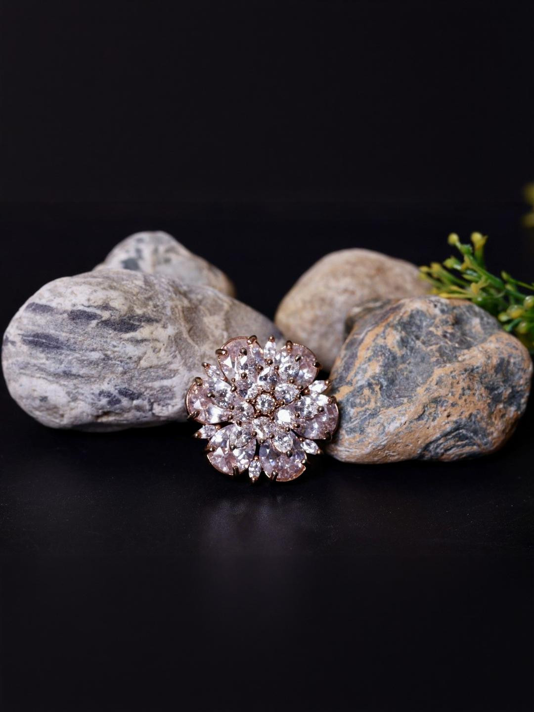 EMPIRE Stone Studded Rose Gold Adjustable Ring