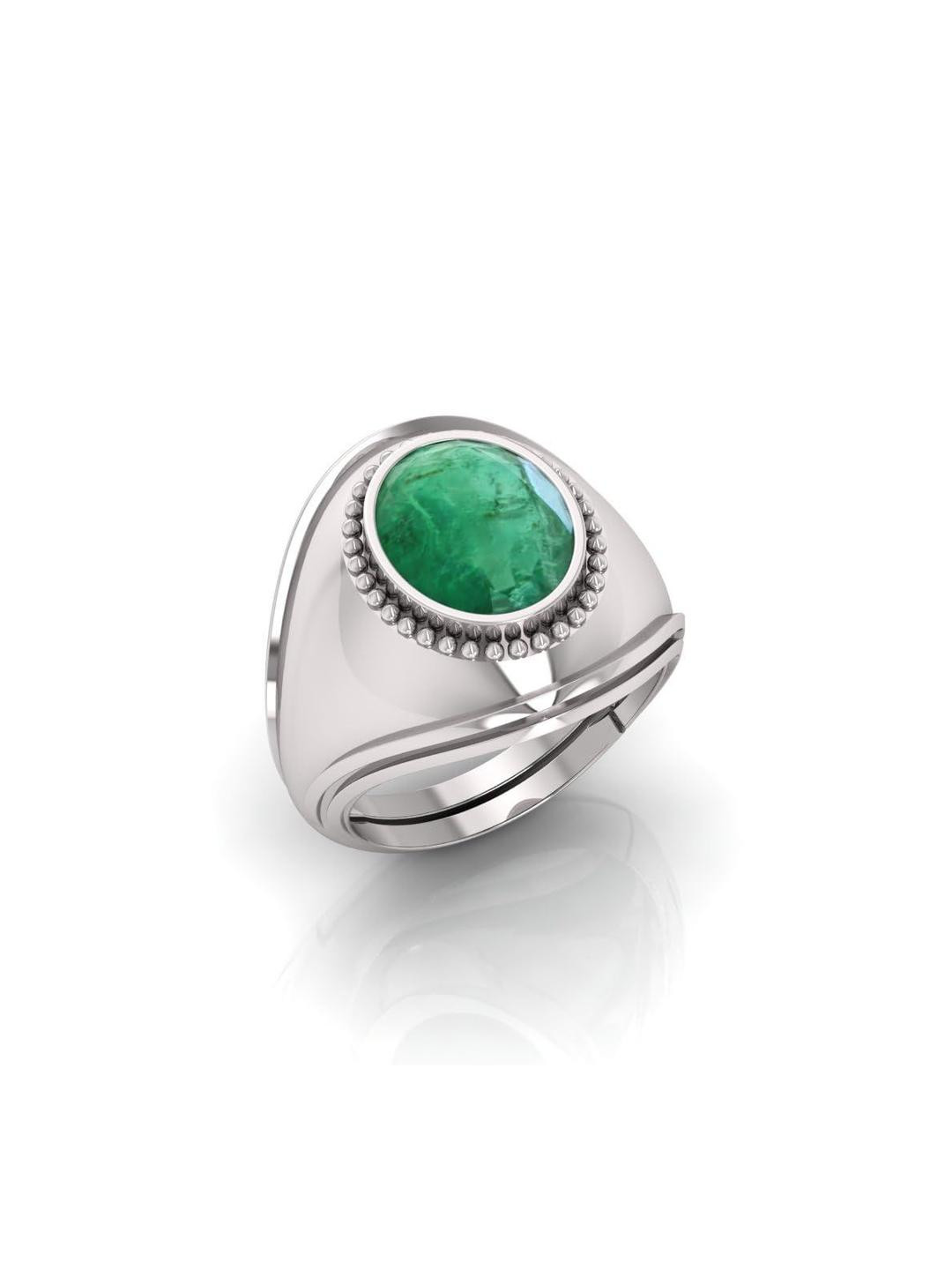 Pranjal Gems Unisex 11.25 Ratti Emerald Panna Gemstone Studded Finger Ring