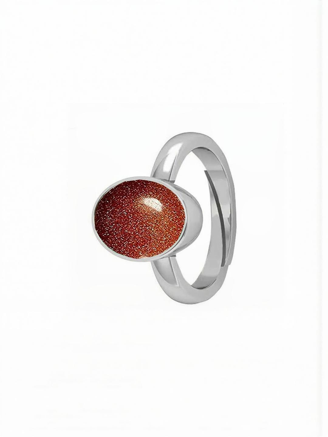 Sidharth Gems 9.25 Ratti 8.25 KT Sun Stone Panchdhatu Silver Plated Brass Adjustable Ring