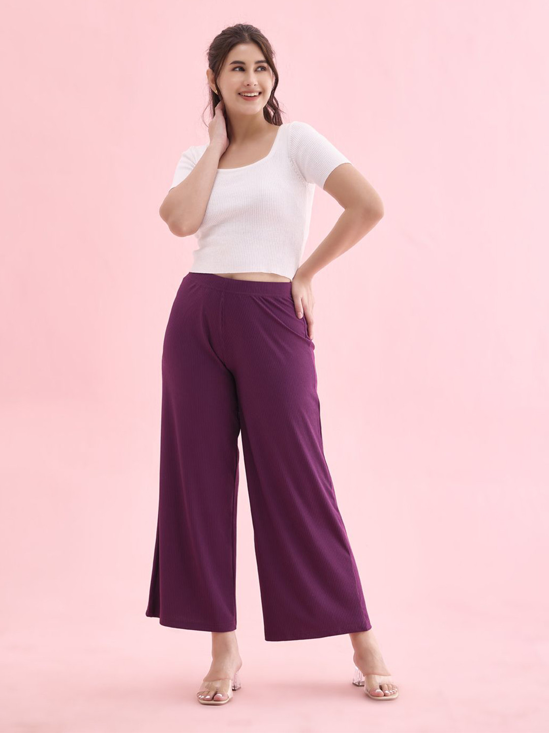 Go Colors Women Solid Western Wide Leg Palazzo