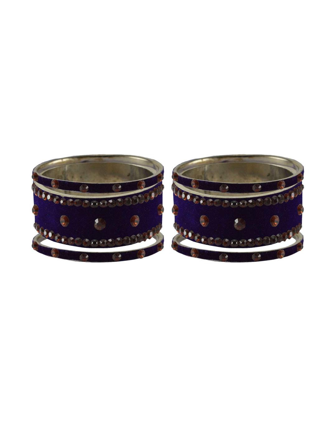 Vidhya Kangan Dark Blue Stone Stud Brass Bangle