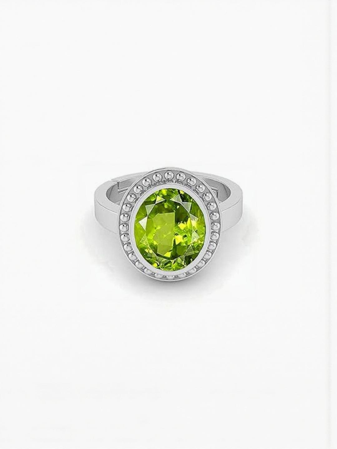 Sidharth Gems 7.25 Ratti 6.05 KT Peridot Gemstone Brass Adjustable Ring