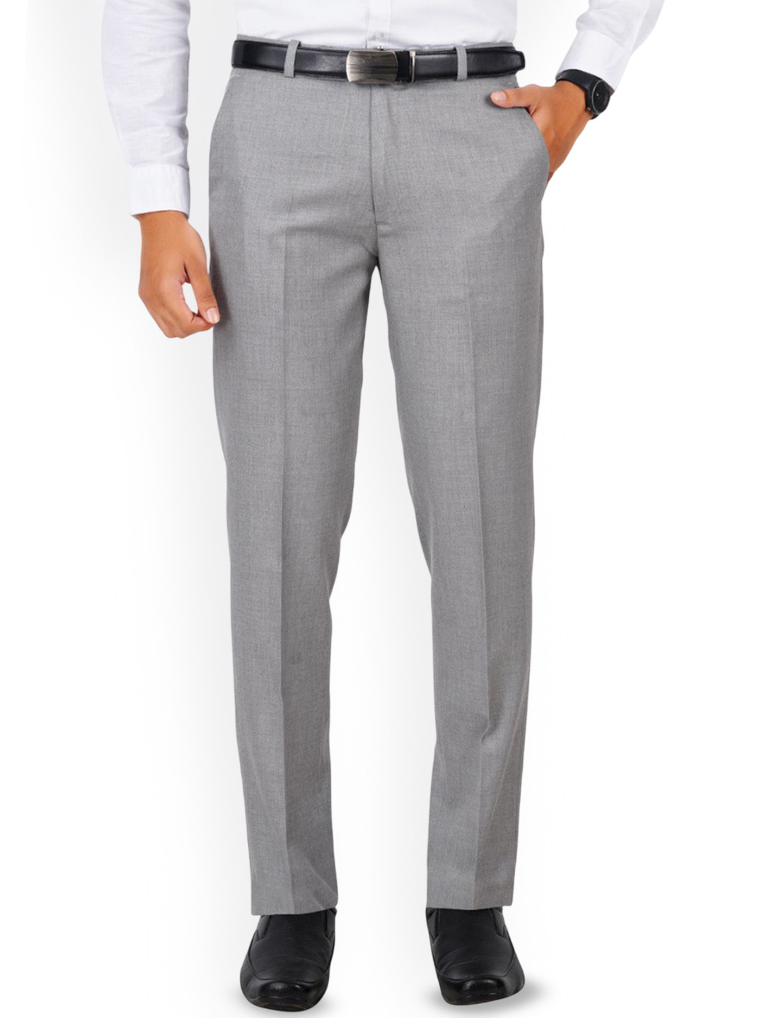 McHenry Men Classic Regular Fit Mid-Rise Wrinkle Free Trousers