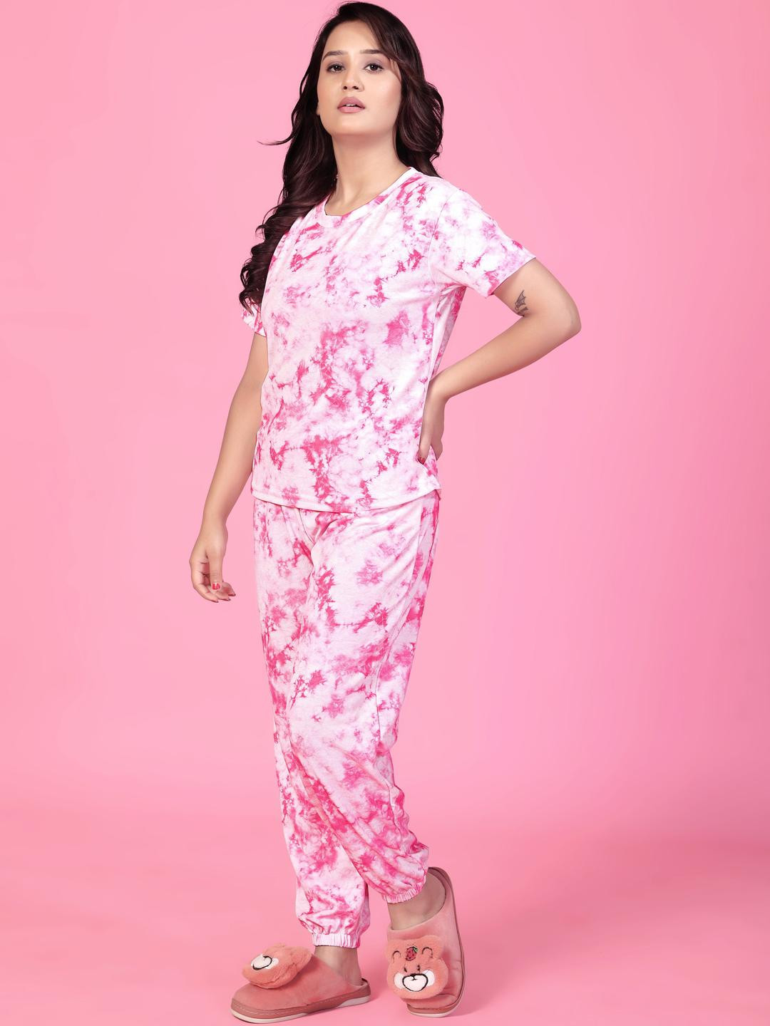 SAKARMAA Women Pink Polyester Night suits