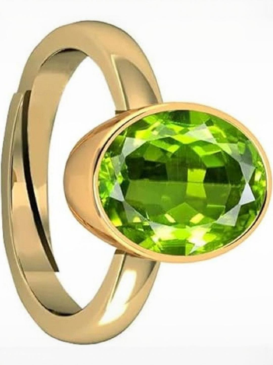 Sidharth Gems Gold Plated 7.25 Ratti 6.70 KT PeridotMani Gemstone Studded Finger Ring
