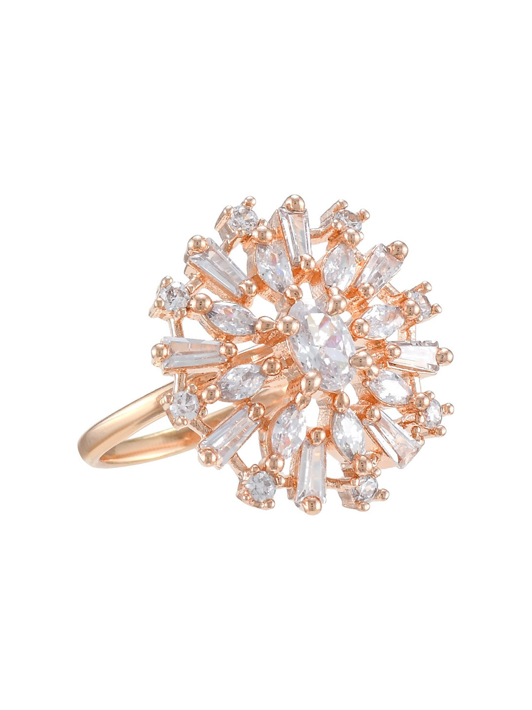 CHARMS Charms Partywear Designer Collection Alloy Cubic Zirconia Gold Plated Ring