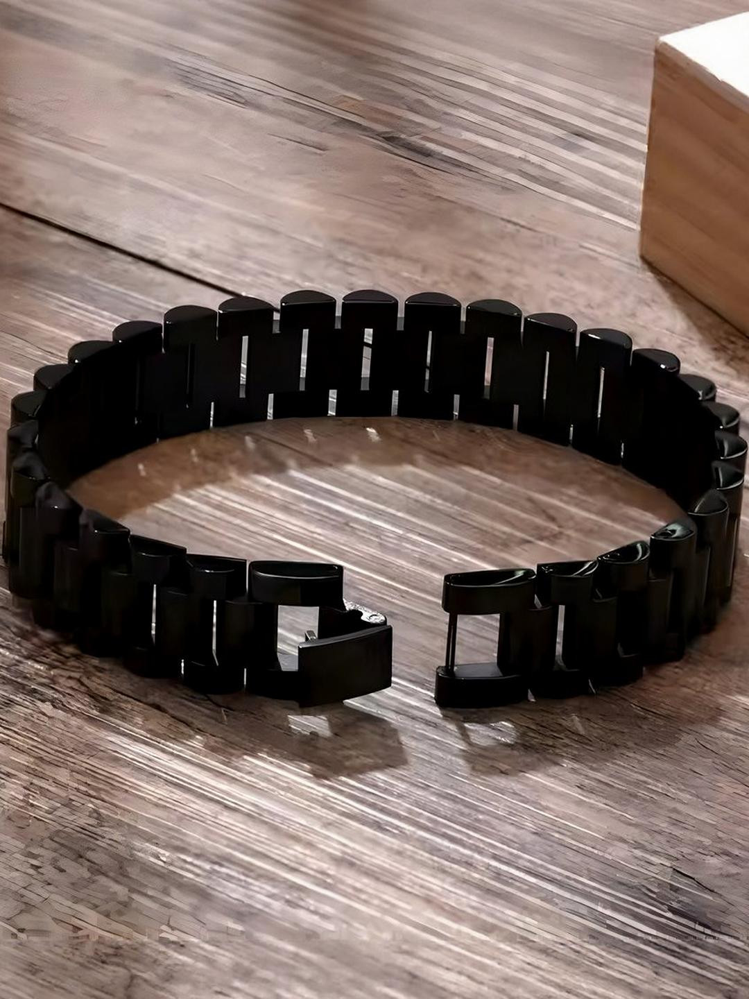 Fashion Frill Stylish Bracelet for Men Black Wide Bracelet for Men Gift for Him
