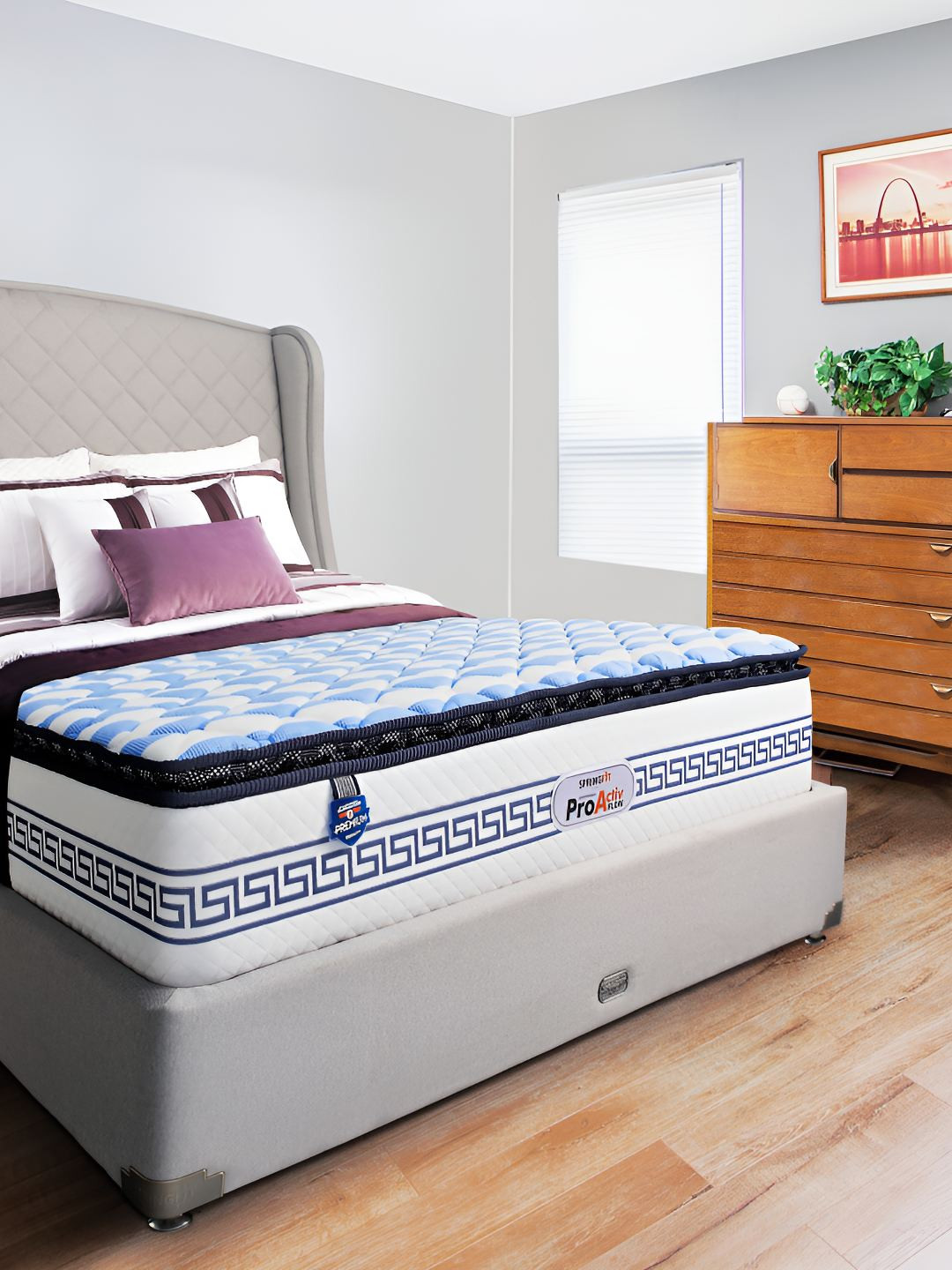 Springfit White & Blue Quilted ProActiv Flow Orthopedic Single Mattress