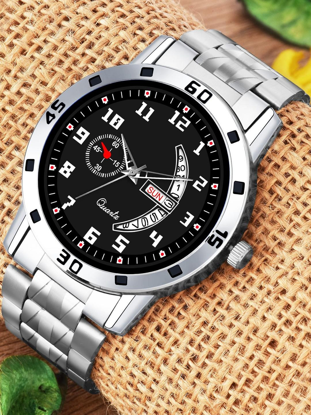 SZN Men Black Dial & Silver-Toned SS Straps Analogue Watch - DD Aveo still BlackSZNN