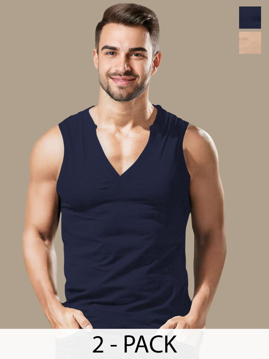 TRIPR Men Pack Of 2 Cotton Basic Vests TNV-BGVESTVT2