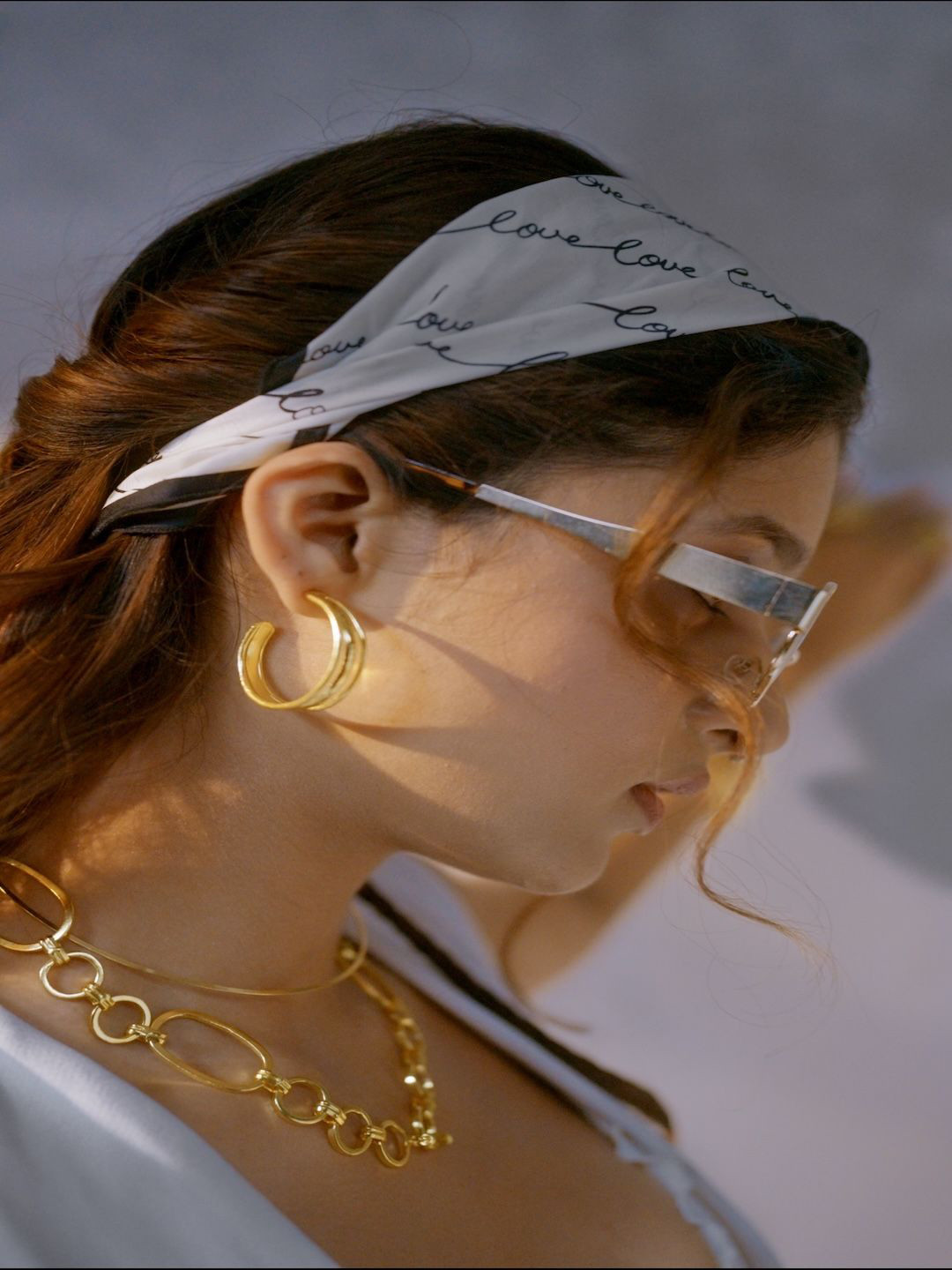 D MAK Gold-Plated Circular Half Hoop Earrings