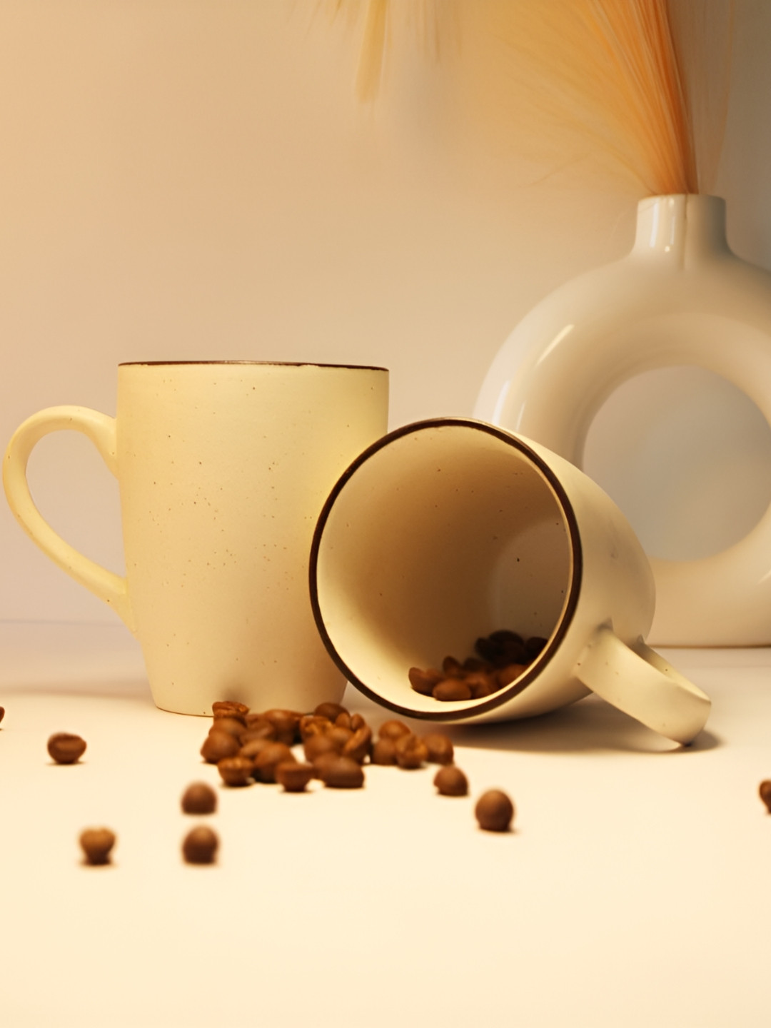 Rare Planet Beige & Brown Ceramic Matte Mugs 250ml