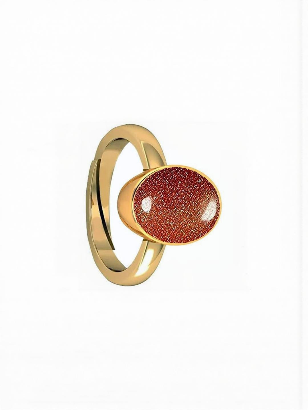 Sidharth Gems 7.25 Ratti 6.25 Crt Brass Panchdhatu SunStone Adjustable Ring