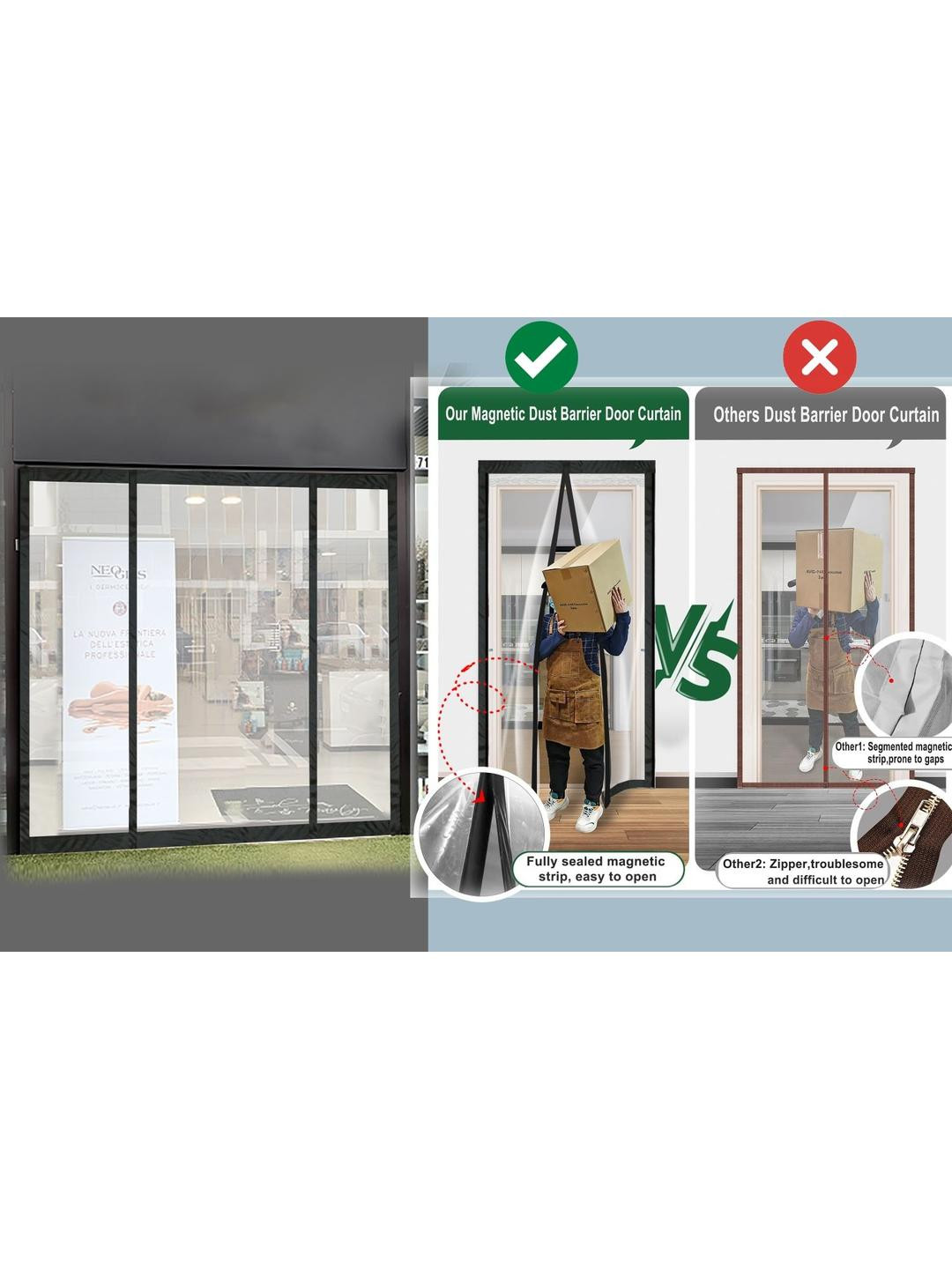 Stylista Transparent Insulated Magnetic Door Curtain - 82 x 82 inch - PVC thickness 0.2mm