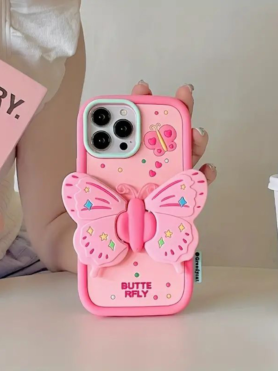 CASE CREATION Women 3D Butterfly Lovely Cartoon iPhone 11 Bumper Case