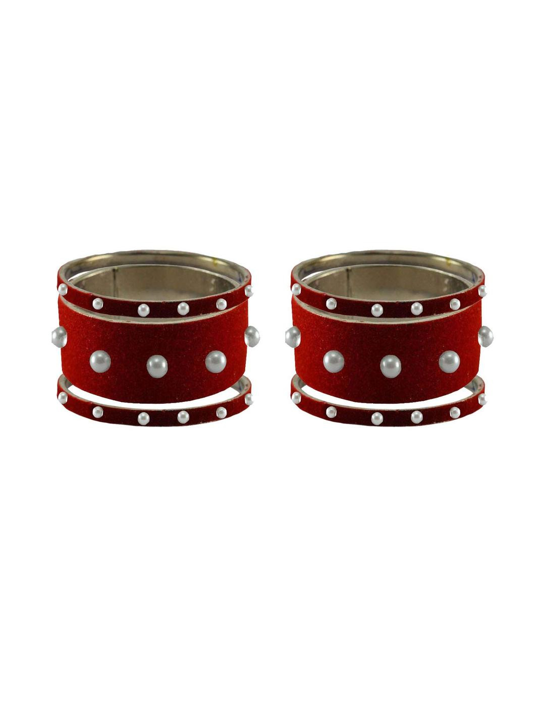Vidhya Kangan Red Moti Stud Brass Bangle