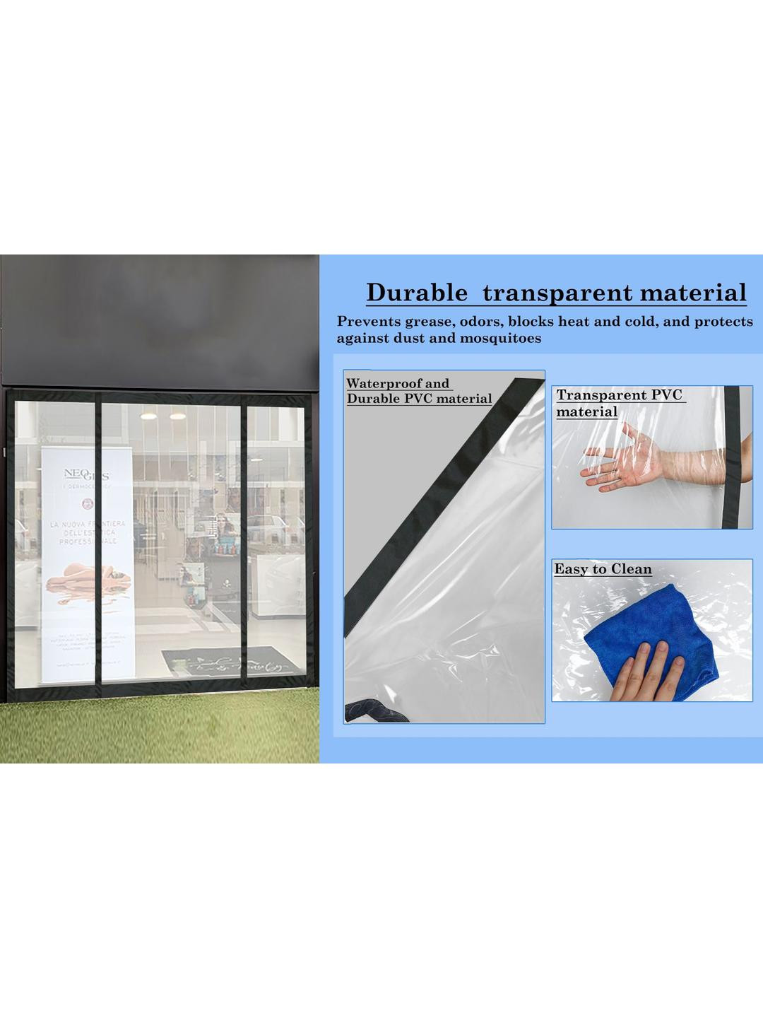 Stylista Transparent Insulated Magnetic Door Curtain - 118 x 118 inch - PVC thickness 0.2mm