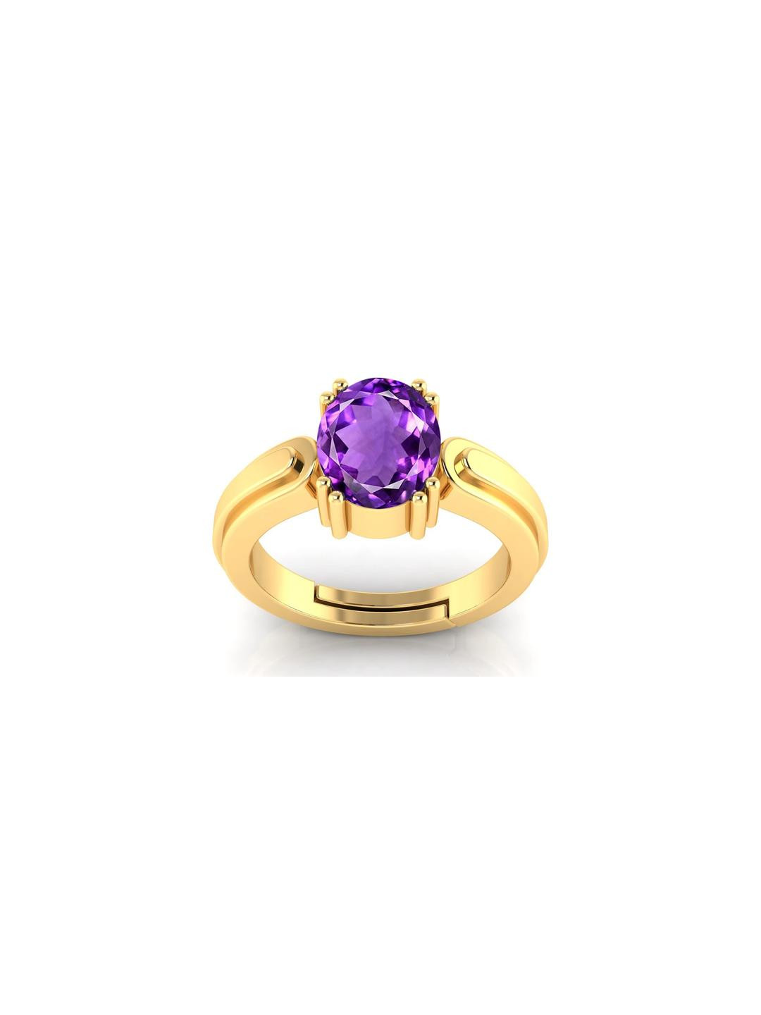 Pranjal Gems Unisex 14.25 Ratti 13.60 K Amethyst Stone Studded Adjustable Finger Ring