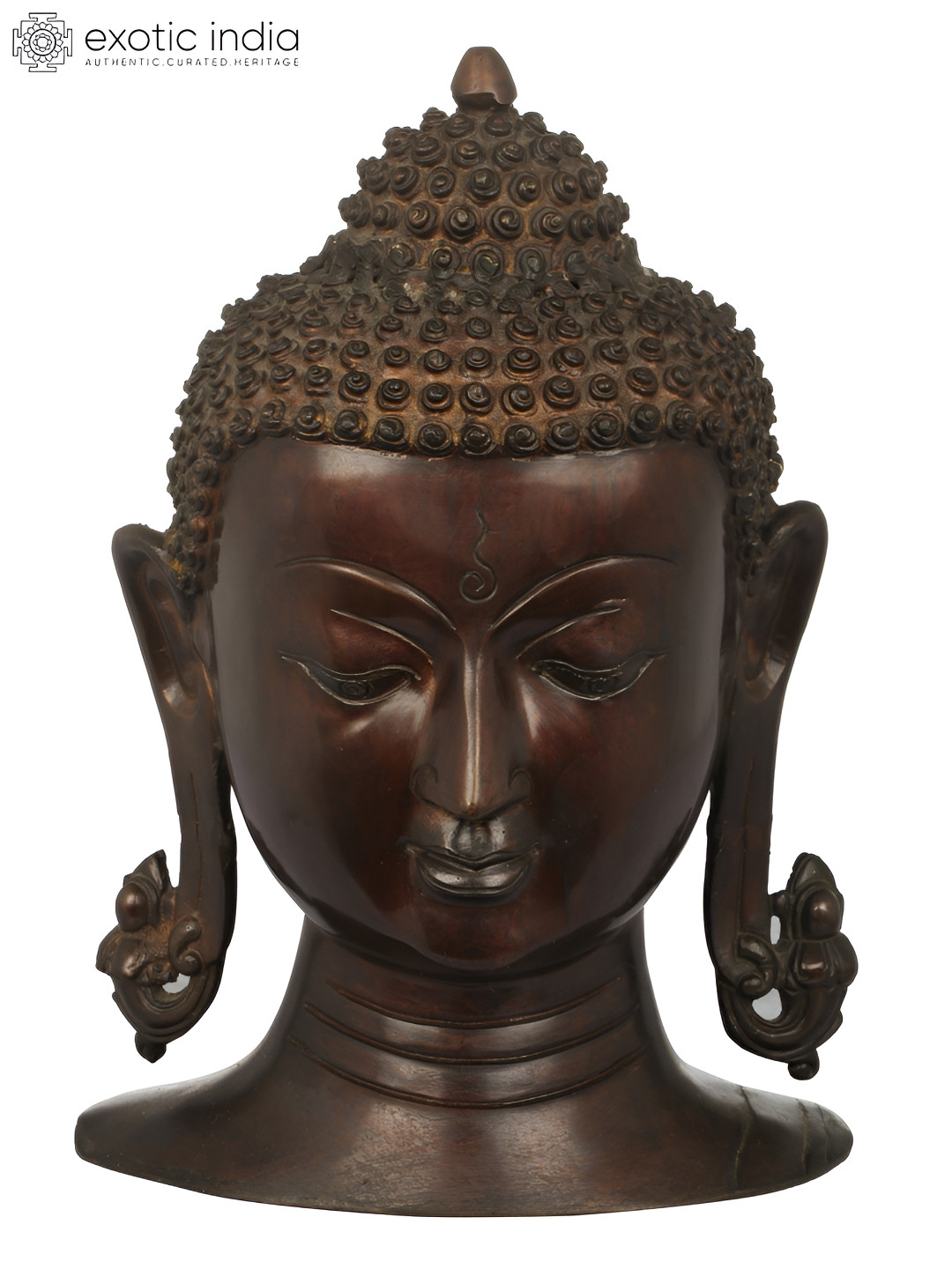 Exotic India Brown & Gold-Toned Tibetan Buddhist Lord Buddha Idol Showpiece
