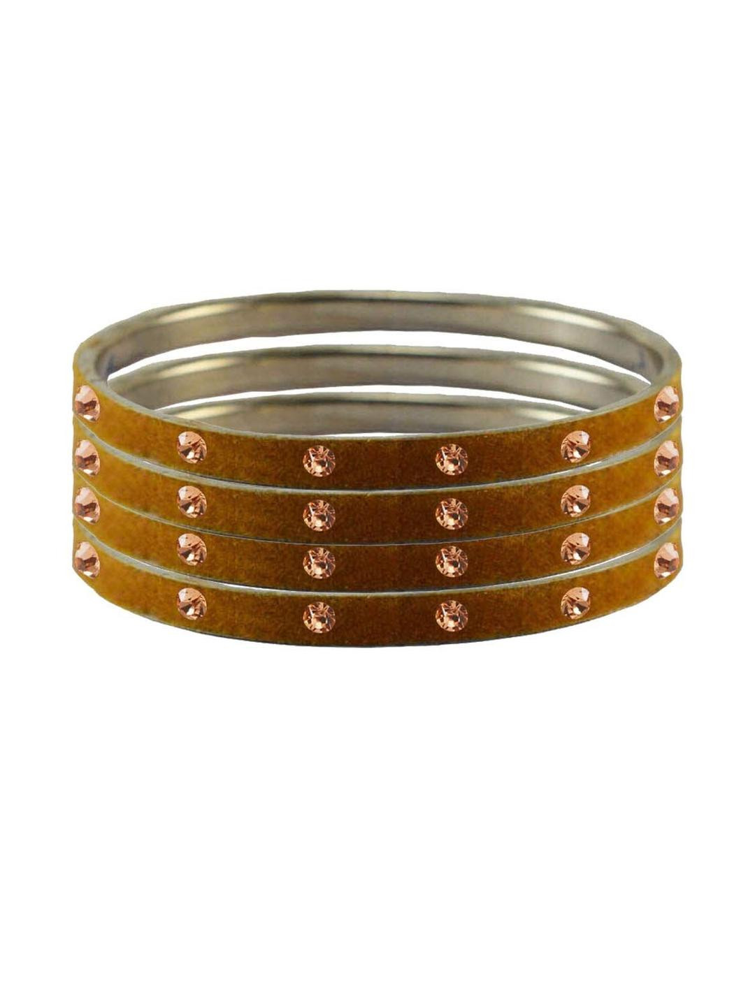 Vidhya Kangan Dark Brown Stone Stud Brass Bangle with Extra Large Size