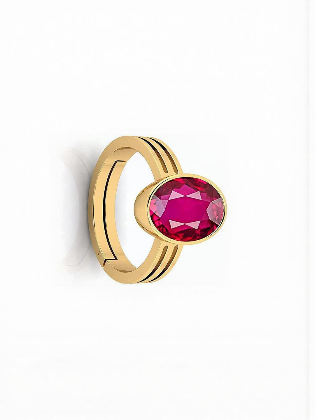 Sidharth Gems 11.25 Ratti 10.00 KT Ruby Gold Plated Ring