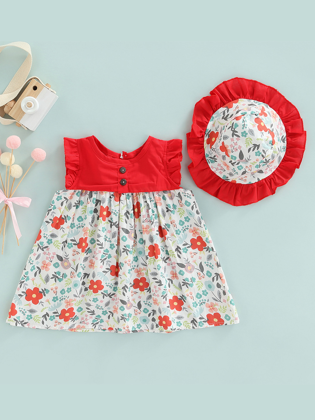 Bold N Elegant Cotton Frock Dress With Hat