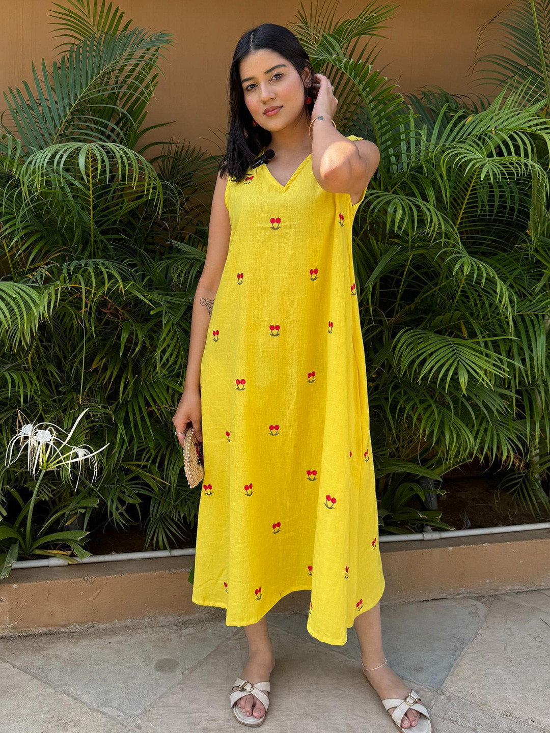 FFI Women Cotton Sunny Side Midi Dress