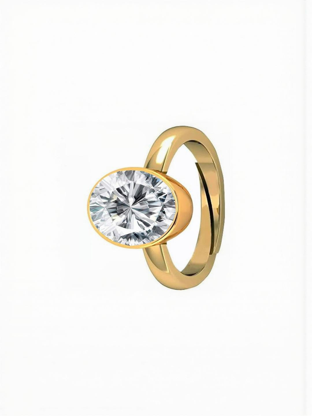 Sidharth Gems 9.25 Ratti 8.00 Crt AD White Zircon Brass Finger Ring